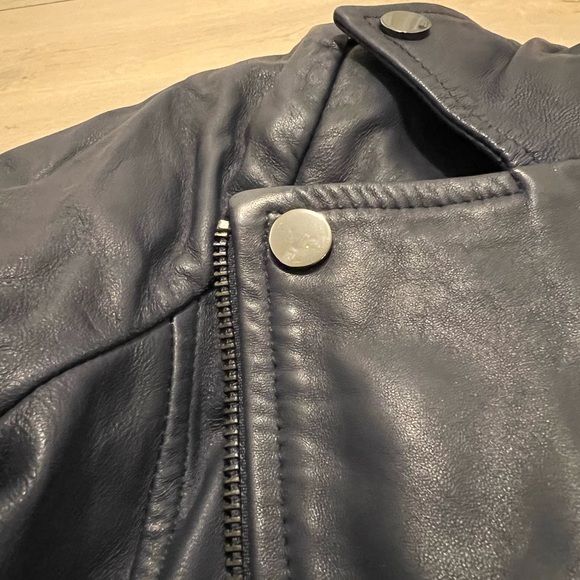 NWT Badgley Mischka Genuine Leather Navy Jacket - Picture 3 of 4